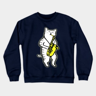 Cat Playing Saxophone Crewneck Sweatshirt